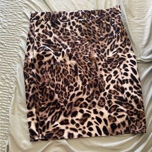 Hybrid & company Leopard-Print Pencil Skirt in Brown and Black